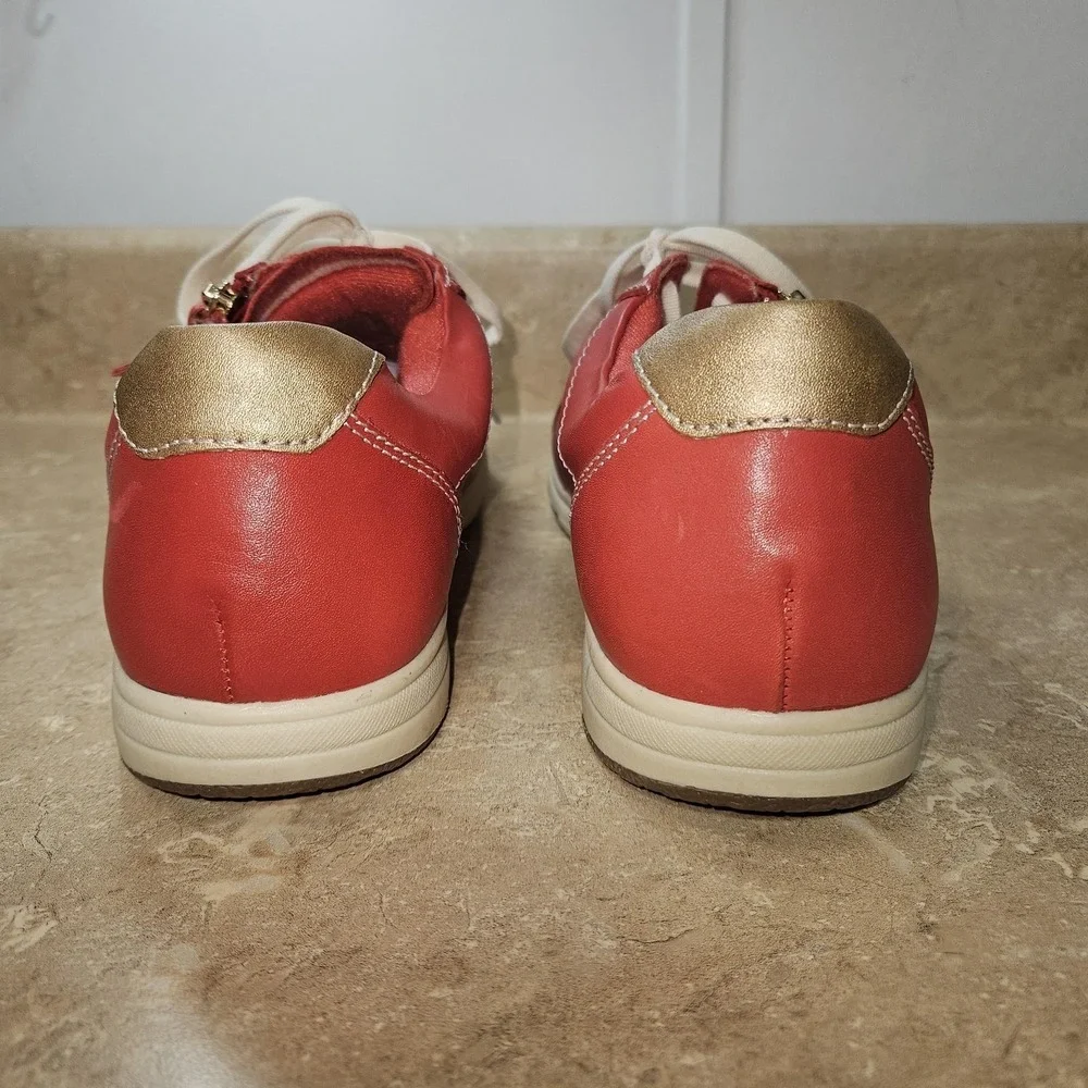 Earth Origins Shoes Womens SZ 9 Etta Leather Sneakers Lace Up Zip Comfort Casual